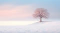 Lone lonely tree in winter solitude, minimalist. Generative AI weber.