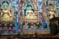 A lone buddhist monk in an Indian monastery