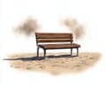 lone park bench sits in dusty environment, surrounded by soft mocha tones, evoking sense of solitude and tranquility Royalty Free Stock Photo