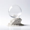 a lone pebble perched on a white surfac a single bubble of soa Royalty Free Stock Photo