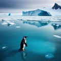 lone penguin on melting ice Climate change