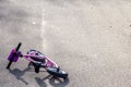 Lone pink bicycle after accident on the street