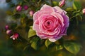 Lone Pink Rose In The Garden Generative AI