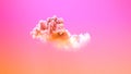 lone pink sunset huge cumulus , design nature 3D illustration