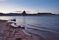 Lone Rock Beach at Lake Powell Sunset Royalty Free Stock Photo