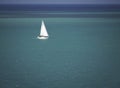 Lone Sailboat on the ocean