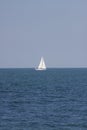 Lone Sailboat at Sea