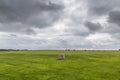 Lone stone at Stonehenge on a cloudy day