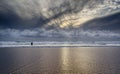 Lone swimmer faces the surf