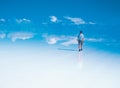 Lone traveller on Salar De Uyuni