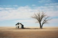 a lone tree in the middle of a barren field Royalty Free Stock Photo