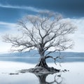 a lone tree in the middle of a lake Royalty Free Stock Photo