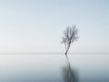 a lone tree in the middle of a lake Royalty Free Stock Photo