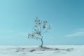 a lone tree in the middle of a snow covered field Royalty Free Stock Photo