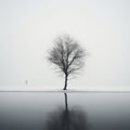 a lone tree in the middle of a snowy field Royalty Free Stock Photo