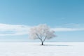 a lone tree in the middle of a snowy field Royalty Free Stock Photo
