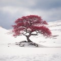 a lone tree in the snow Royalty Free Stock Photo