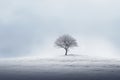 a lone tree stands alone on a snowy hill Royalty Free Stock Photo