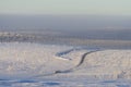 Lone truck in snowy landscape