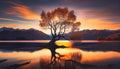 Lone Wanaka tree sunrise