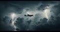 Stormy Skies: A Squadron of Warplanes in Dramatic Flight Royalty Free Stock Photo