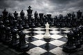 Lone White Chess King Surrounded By Opponents Symbolizing Resilience Leadership And Courage Royalty Free Stock Photo