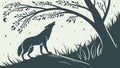 Lone Wolf Howling at Night in a Sparse Forest, vector design Generative AI Royalty Free Stock Photo