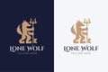 Lone Wolf Logo Concept with Key Trident Letter W Concept Business Private Luxury Royalty Free Stock Photo