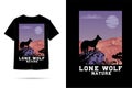 Lone wolf nature silhouette t shirt design Royalty Free Stock Photo
