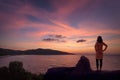 Lone woman contemplating on your vacation in Greece