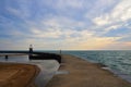 Lone woman at Lake Michigan Royalty Free Stock Photo