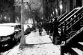 Anonymous Woman in Snow Storm at Harlem Manhattan New-York Royalty Free Stock Photo