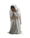 Praying woman on white background