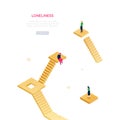 Loneliness concept - modern isometric vector web banner Royalty Free Stock Photo