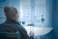 Loneliness lonely old woman window Royalty Free Stock Photo