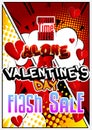 Loneliness at Valentine`s Day themed sale poster template.