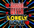 Loneliness at Valentine`s Day themed sale poster template.