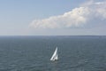 lonelly vessel boat sailing at finland gulf Royalty Free Stock Photo