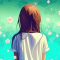 lonely anime girl thinking about life, colorful illustration, ai generated image