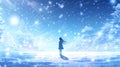a lonely anime girl thinking about life in winter, anime wallpaper, ai generated image