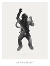 Lonely astronaut. Cosmonaut isolated silhouette. Man in spacesuit