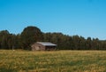 Lonely barn by the road in the Sweden