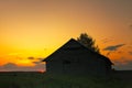 Lonely Barn House In The Summer Sunset