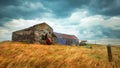 Lonely Barn Sitting on a Hill during Stormy Weather