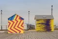 Southend Pier, essex, beach huts Royalty Free Stock Photo