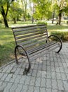 Lonely bench in a city park