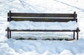 Lonely Bench Covered by Snow Royalty Free Stock Photo