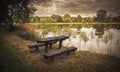 Lonely bench in the park Royalty Free Stock Photo