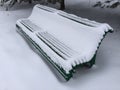 Lonely bench under Christmas trees Royalty Free Stock Photo