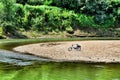 Lonely bicycle on the coast river Psekups